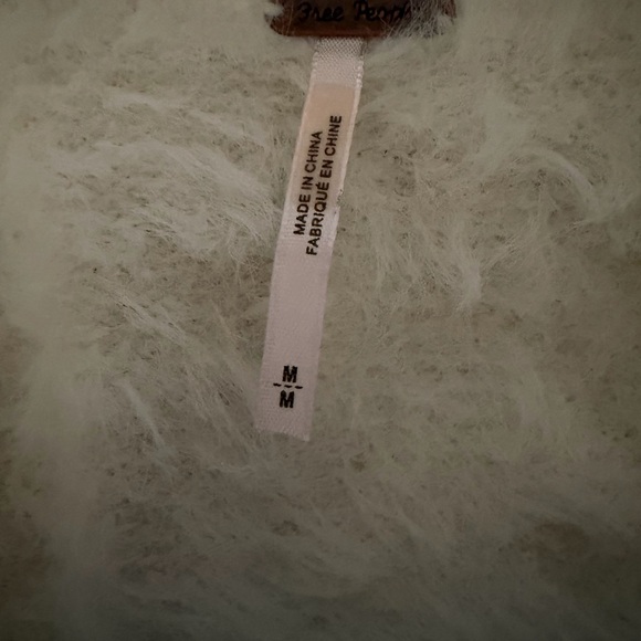 Free People Cozy Faux Fur Sweater Ivory Medium - Picture 2 of 4